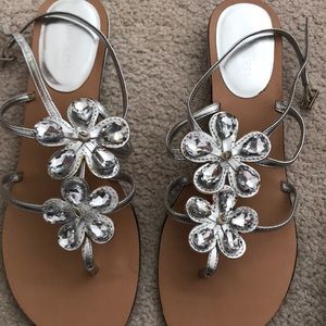 Gorgeous silver jeweled sandals